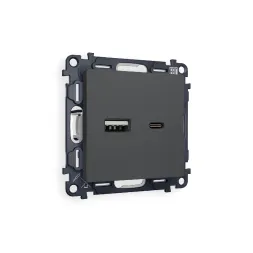 Комплект механизма розетки 2USB A+C 20W (быстрая зарядка) Ambrella Volt Alfa MA911010