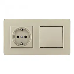 Выключатель одноклавишный с розеткой Arte Milano SET16-2-40-1-30-1 shampan