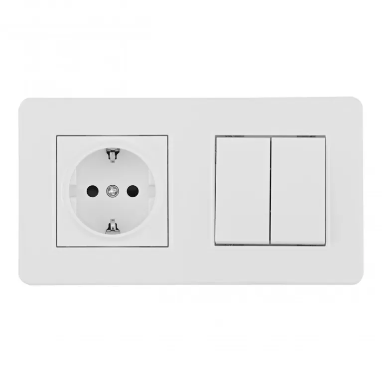Выключатель двухклавишный с розеткой Arte Milano SET16-2-40-1-30-2 white в Нижнем Новгороде