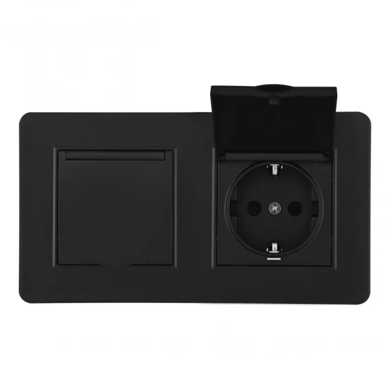 Розетка двойная (двухпостовая) с/з и шторками Arte Milano SET16-2-41-1x2 black в Нижнем Новгороде