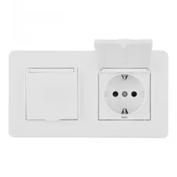 Розетка двойная (двухпостовая) с/з и шторками Arte Milano SET16-2-41-1x2 white