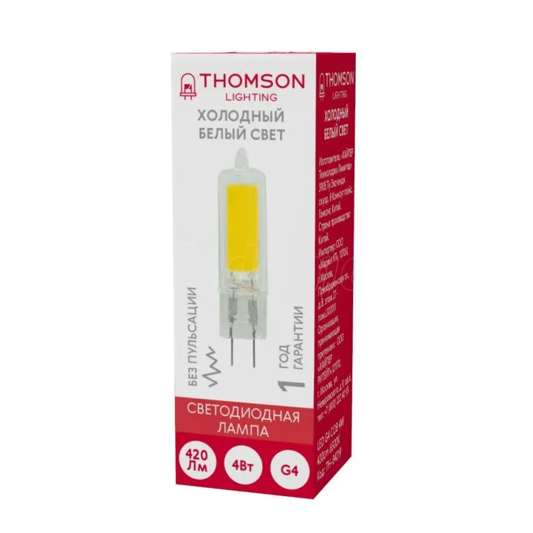 Лампа светодиодная Thomson G4 4W 6500K прозрачная TH-B4219 в Нижнем Новгороде