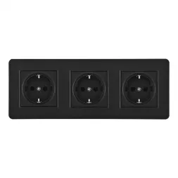 Розетка тройная (трехпостовая) с/з и шторками Arte Milano SET16-3-40-1x3 black