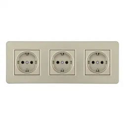 Розетка тройная (трехпостовая) с/з и шторками Arte Milano SET16-3-40-1x3 shampan