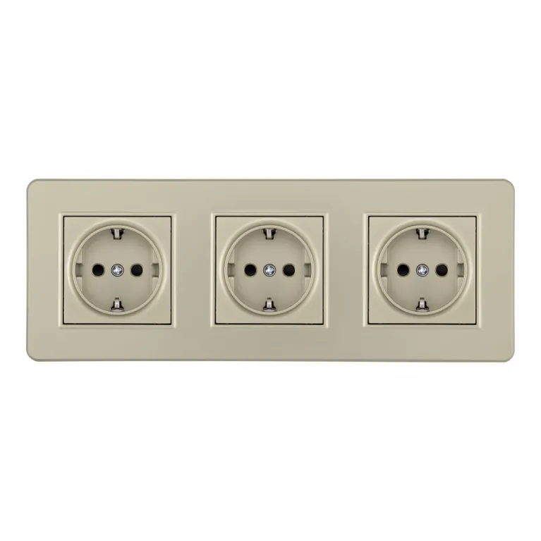 Розетка тройная (трехпостовая) с/з и шторками Arte Milano SET16-3-40-1x3 shampan в Нижнем Новгороде