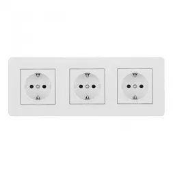 Розетка тройная (трехпостовая) с/з и шторками Arte Milano SET16-3-40-1x3 white