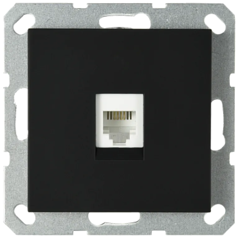 Интернет розетка Jasmart разъем RJ45 с накладкой черный матовый (soft touch) G6105PB в Нижнем Новгороде
