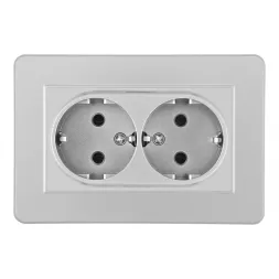 Розетка двойная с/з и шторками Arte Milano SET16-double-40-2 silver