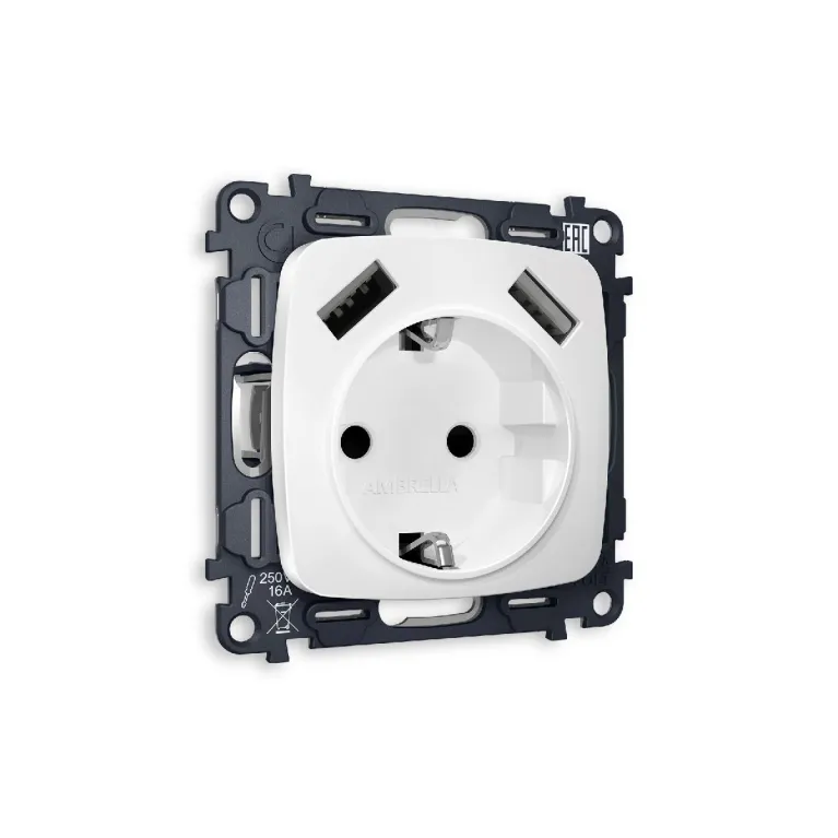 Комплект механизма розетки 2USB A+A 18W (быстрая зарядка) с/з Ambrella Volt Omega MO129010 в Нижнем Новгороде