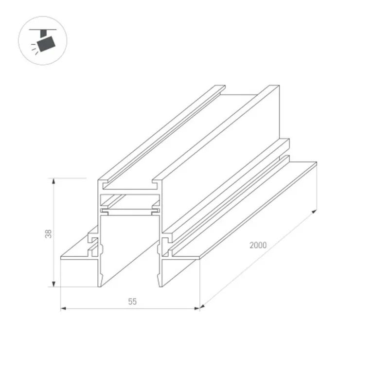 Встраиваемый магнитный шинопровод Arlight MAG-TRACK-2538-FDW-2000 (BK) 033460 в Нижнем Новгороде