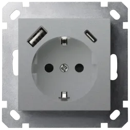 Розетка SHUKO Jasmart с USB тип A + C1 с защитными шторками (2P+T) 25W 16A 250V G5501USB-25S