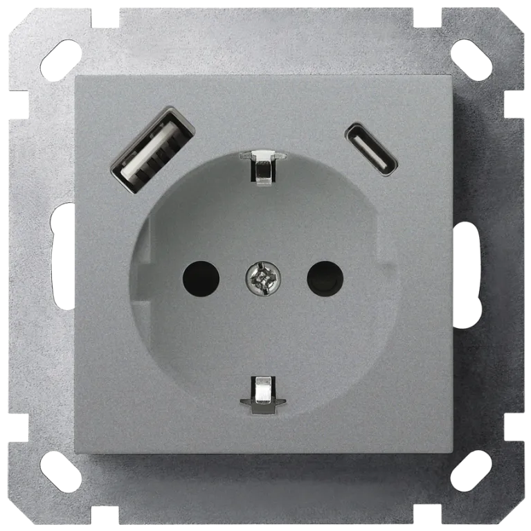Розетка SHUKO Jasmart с USB тип A + C1 с защитными шторками (2P+T) 25W 16A 250V G5501USB-25S в Нижнем Новгороде