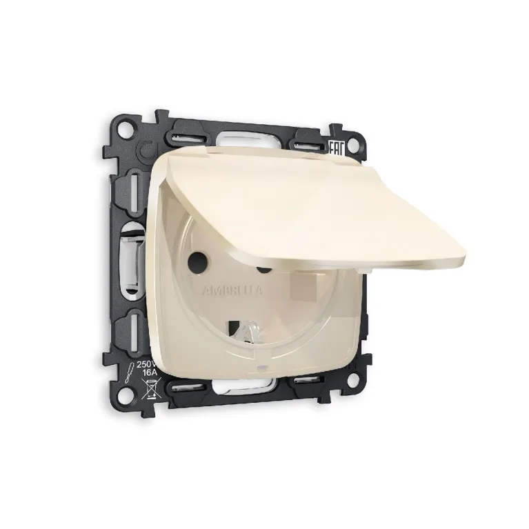 Комплект механизма розетки с/з со шторками и крышкой Ambrella Volt Omega MO308010 в Нижнем Новгороде