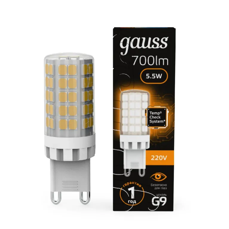 Лампа светодиодная Gauss G9 5,5W 3000К прозрачная 107009106 в Нижнем Новгороде