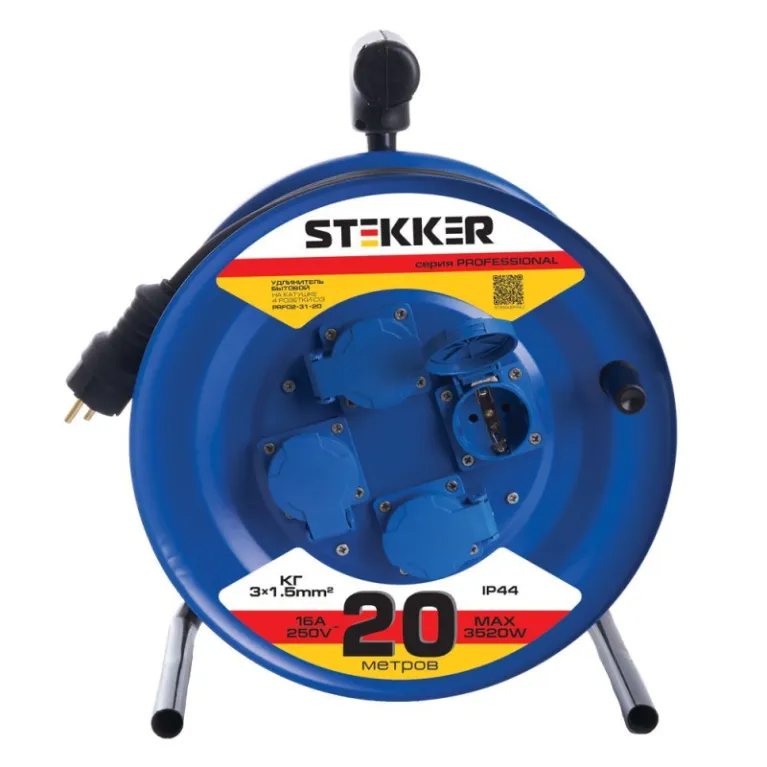 Удлинитель на металлической катушке 4-местный Stekker PRF02-31-20 20м 39785 в Нижнем Новгороде