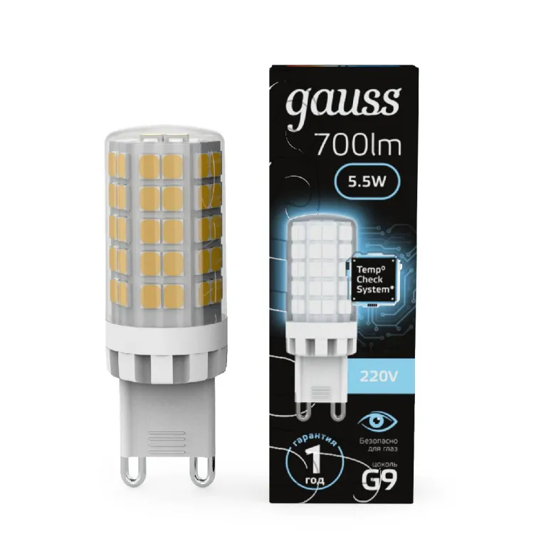 Лампа светодиодная Gauss G9 5,5W 4100К прозрачная 107009206 в Нижнем Новгороде