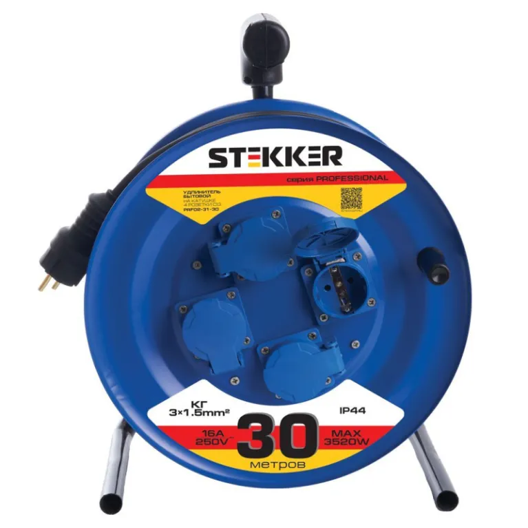 Удлинитель на металлической катушке 4-местный Stekker PRF02-31-30 30м 39786 в Нижнем Новгороде