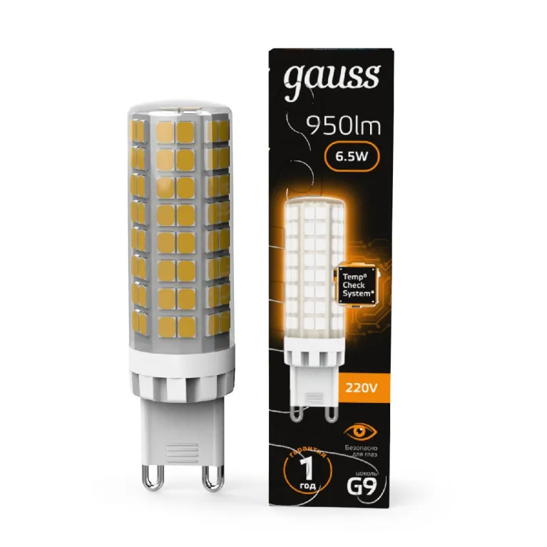 Лампа светодиодная Gauss G9 6,5W 3000К прозрачная 107309106 в Нижнем Новгороде