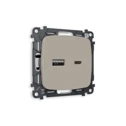 Комплект механизма розетки 2USB A+C 20W (быстрая зарядка) Ambrella Volt Omega MO371010