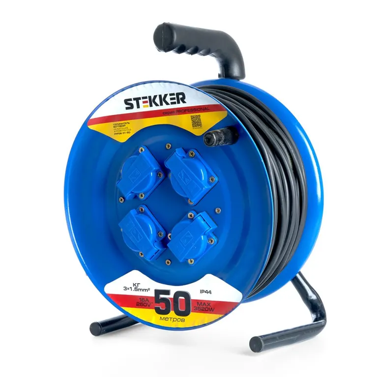 Удлинитель на металлической катушке 4-местный Stekker PRF02-31-50 50м 39787 в Нижнем Новгороде