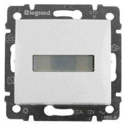 Выключатель кнопочный одноклавишный Legrand Valena 10A 12V с подсветкой держателем этикетки белый 77