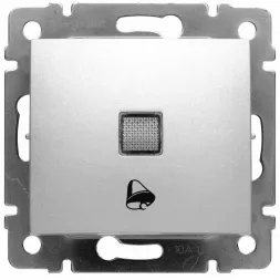 Выключатель кнопочный одноклавишный Legrand Valena 10A 250V с подсветкой Звонок алюминий 770115