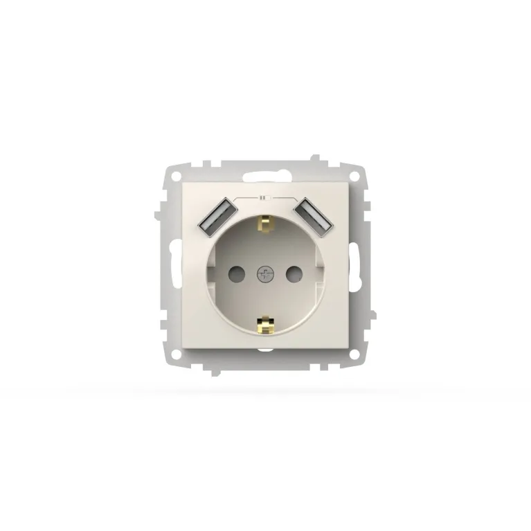 Розетка с заземлением и защитой от детей + два входа USB для заряда устройства ELBI Zena Vega 609-01 в Нижнем Новгороде