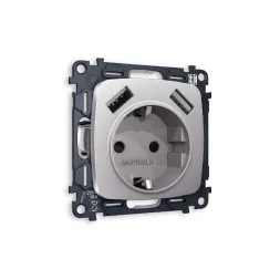Комплект механизма розетки 2USB A+A 18W (быстрая зарядка) с/з Ambrella Volt Omega MO509010