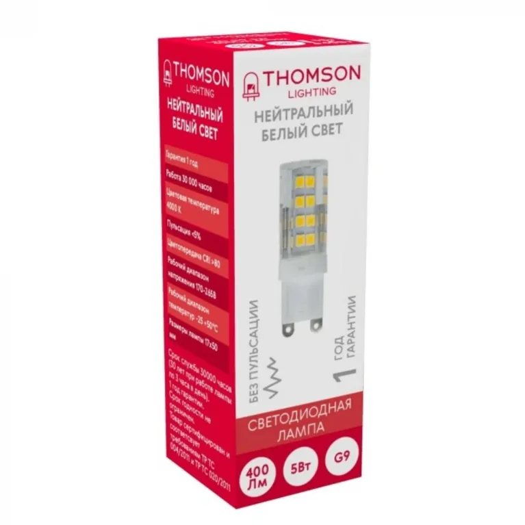 Лампа светодиодная Thomson G9 5W 4000K прозрачная TH-B4212 в Нижнем Новгороде