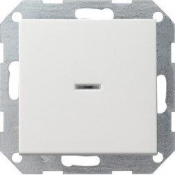 Переключатель кнопочный одноклавишный Gira System 55 с подсветкой 10A 250V чисто-белый глянцевый 013