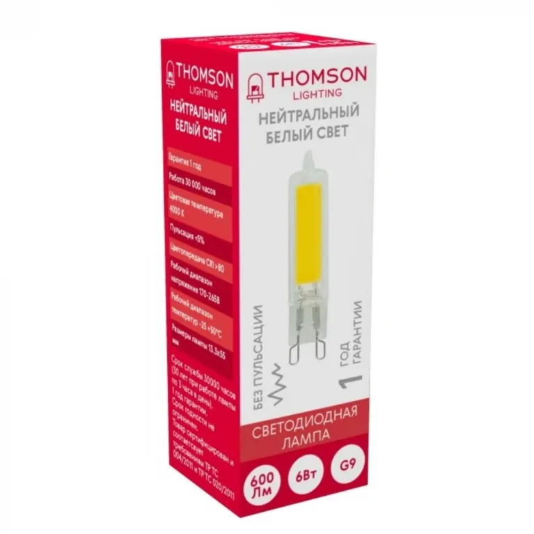 Лампа светодиодная Thomson G9 6W 4000K прозрачная TH-B4211 в Нижнем Новгороде