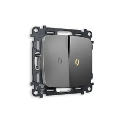 Комплект механизма 2-кл проходного выключателя с подсветкой Ambrella Volt Omega MO654030