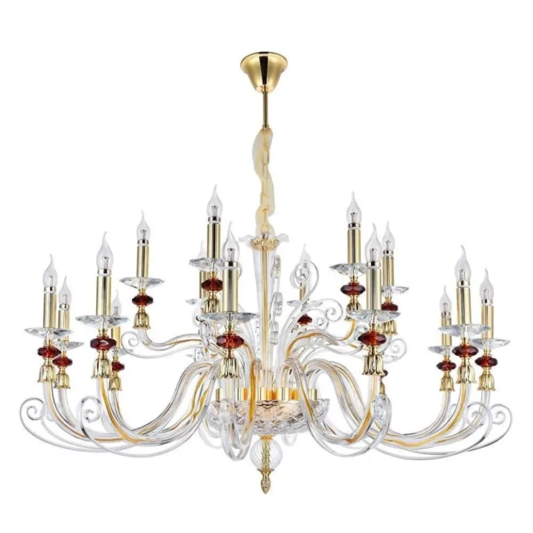 Подвесная люстра Crystal lux CATARINA SP12+6 V2 GOLD/TRANSPARENT-COGNAC в Нижнем Новгороде