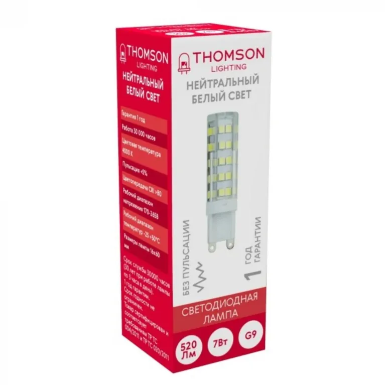 Лампа светодиодная Thomson G9 7W 4000K прозрачная TH-B4242 в Нижнем Новгороде