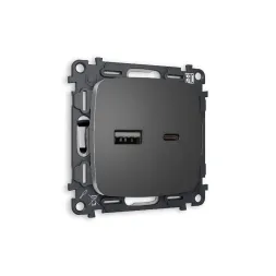 Комплект механизма розетки 2USB A+C 20W (быстрая зарядка) Ambrella Volt Omega MO661010