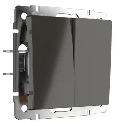 Выключатель Werkel двухклавишный проходной серо-коричневый WL07-SW-2G-2W 4690389086694