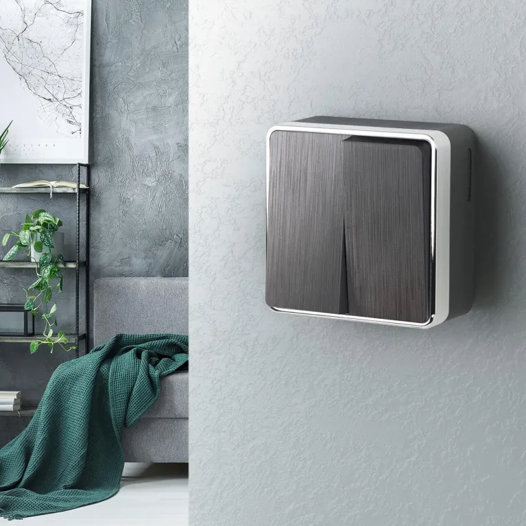 Выключатель двухклавишный Werkel Gallant графит рифленый W5020004 4690389164132 в Нижнем Новгороде