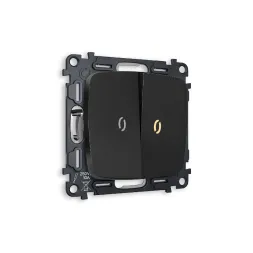 Комплект механизма 2-кл проходного выключателя с подсветкой Ambrella Volt Omega MO804030