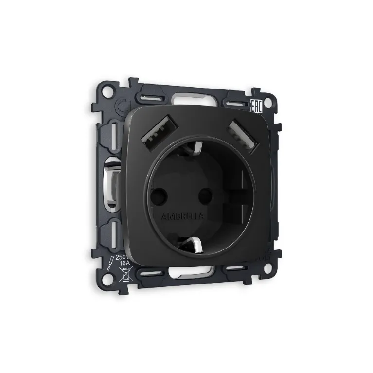 Комплект механизма розетки 2USB A+A 18W (быстрая зарядка) с/з Ambrella Volt Omega MO809010 в Нижнем Новгороде
