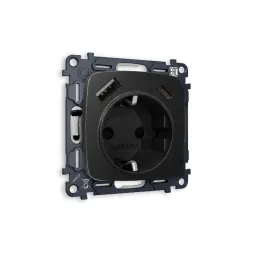 Комплект механизма розетки 2USB A+C 20W (быстрая зарядка) с/з Ambrella Volt Omega MO810010