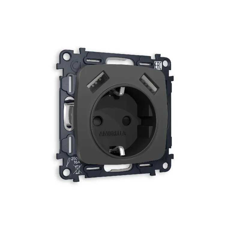 Комплект механизма розетки 2USB A+A 18W (быстрая зарядка) с/з Ambrella Volt Omega MO909010 в Нижнем Новгороде