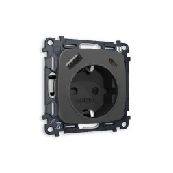 Комплект механизма розетки 2USB A+C 20W (быстрая зарядка) с/з Ambrella Volt Omega MO910010
