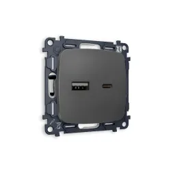 Комплект механизма розетки 2USB A+C 20W (быстрая зарядка) Ambrella Volt Omega MO911010