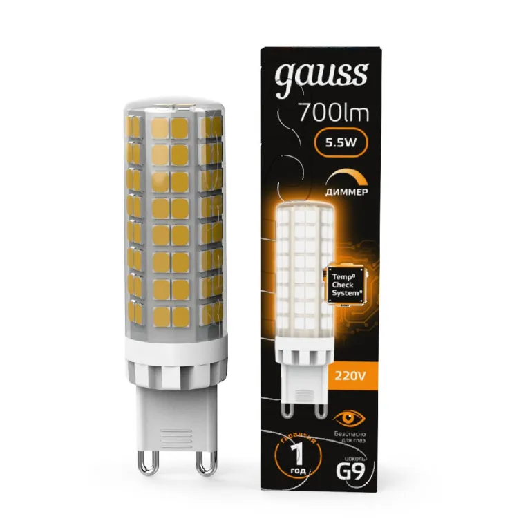 Лампа светодиодная диммируемая Gauss G9 5,5W 3000К прозрачная 107309155-D в Нижнем Новгороде