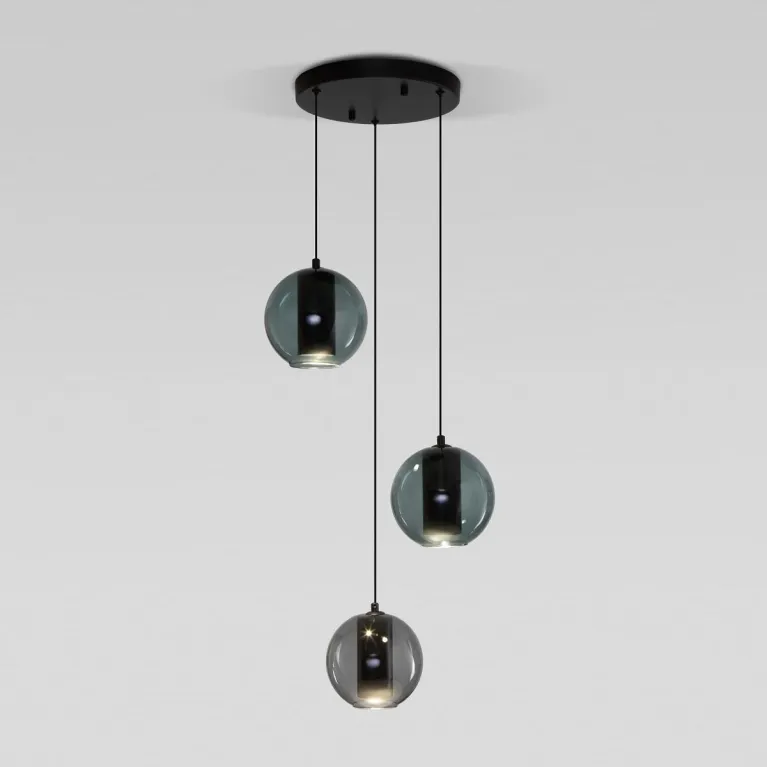 Подвесная светодиодная люстра Eurosvet Cobble 50258/3 LED дымчатый/бирюзовый в Нижнем Новгороде