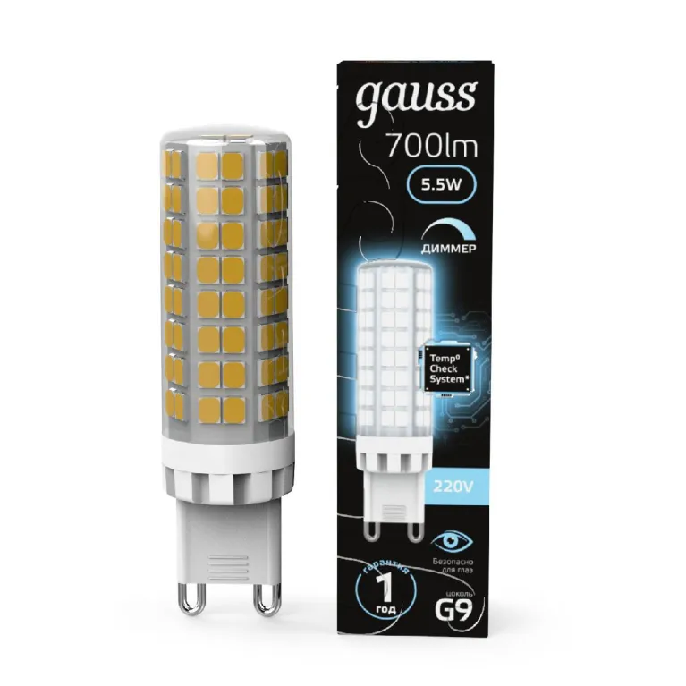 Лампа светодиодная диммируемая Gauss G9 5,5W 4100К прозрачная 107309255-D в Нижнем Новгороде