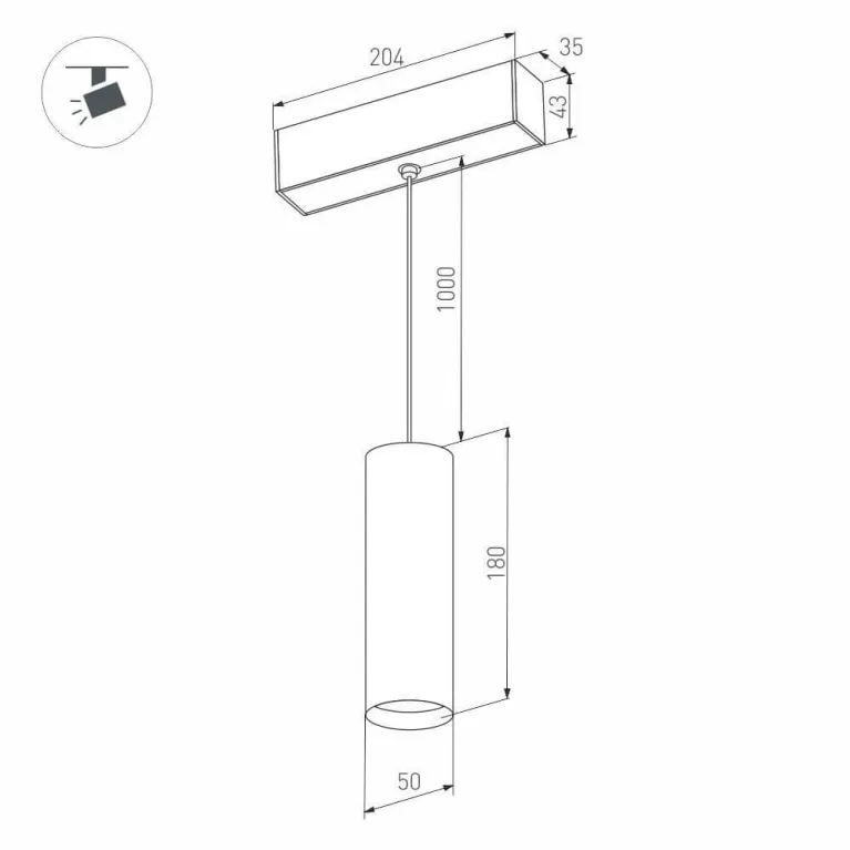 Трековый светодиодный светильник для магнитного шинопровода Arlight Mag-Spot-Hang-45-R50-7W Day4000  в Нижнем Новгороде