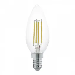 Лампа светодиодная филаментная Eglo E14 4W 2700К прозрачная 11496