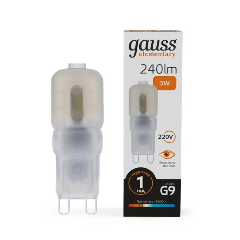 Лампа светодиодная Gauss G9 3W 3000К прозрачная 14913 в Нижнем Новгороде