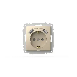 Розетка с заземлением и защитой от детей + два входа USB для заряда устройства ELBI Zena Vega 609-01